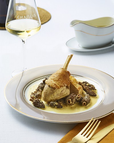 Bresse chicken with morels and Chablis Grand Cru