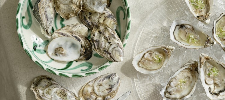 Oysters, cucumber, and yuzu with Chablis