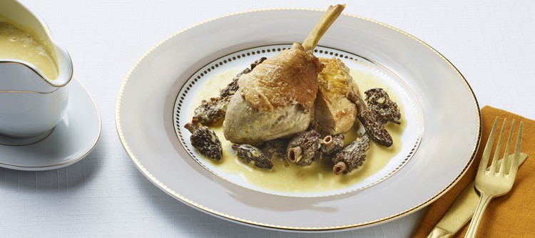 Bresse chicken with morels and Chablis Grand Cru